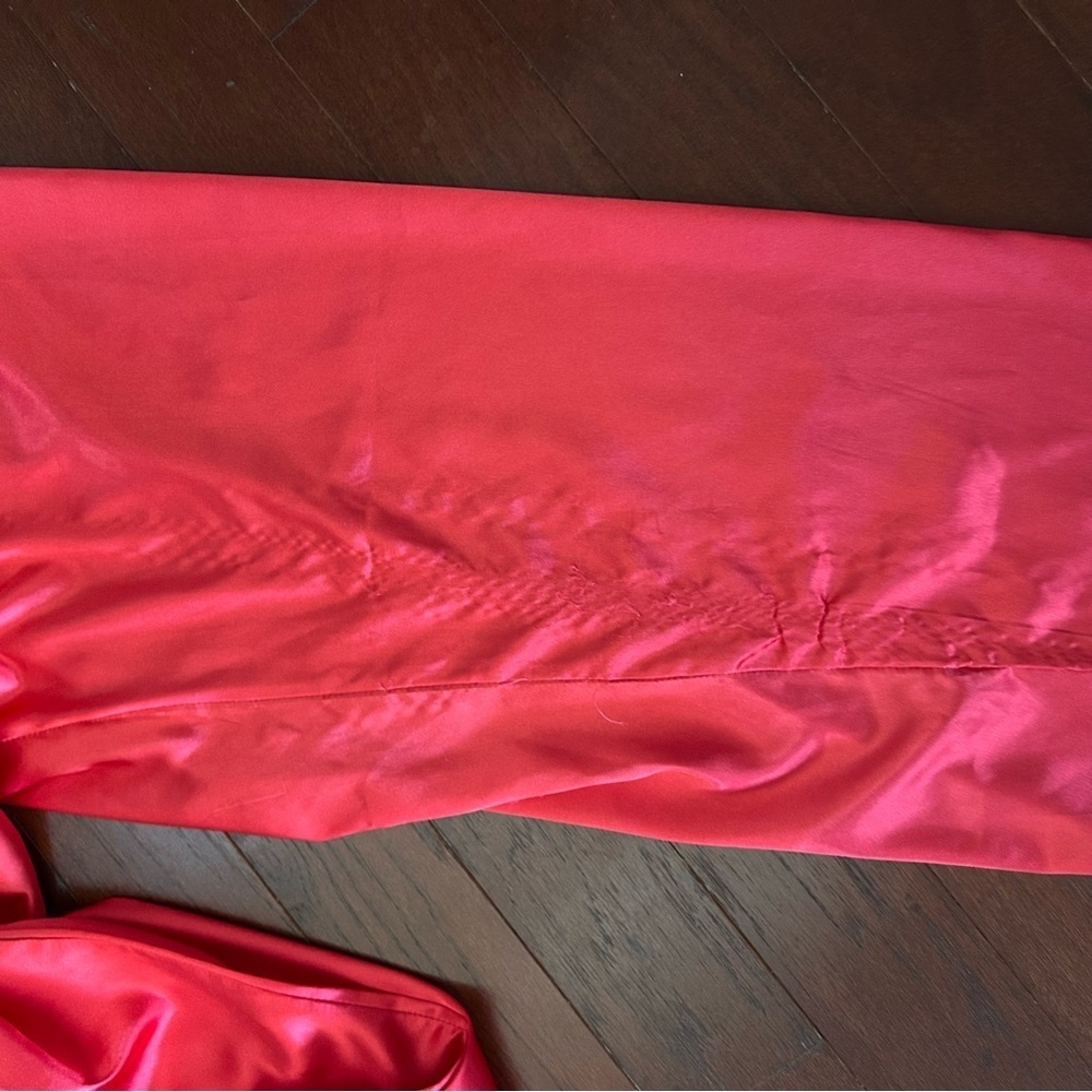 Red Satin Pajama Set long sleeve top size large pants medium - Picture 9 of 10